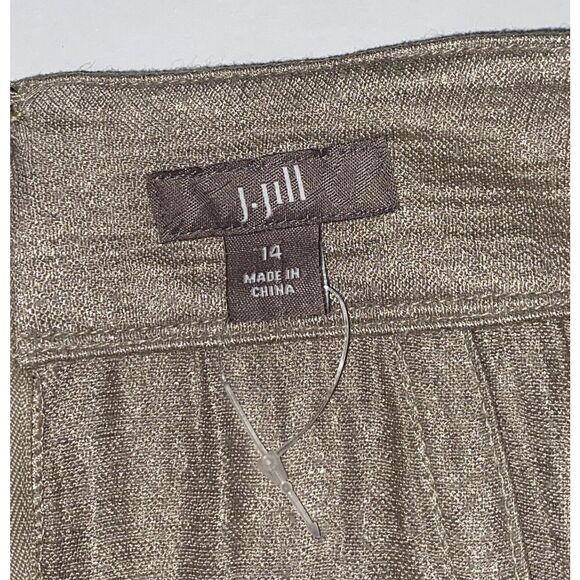 J. JILL Shimmer Pintuck Pleat Skirt A-Line Knee Length Metallic Beige Size 14 - Picture 9 of 16